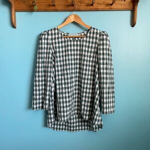 Tuckernuck Forest Green Check Blouse